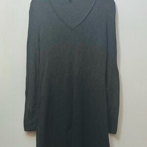 Banana Republic Long Sleeve V-Neck Dress - Ribbed Charcoal Gray